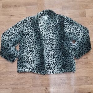 Onque Casuals Gray and Black Textured Teddy Jacket